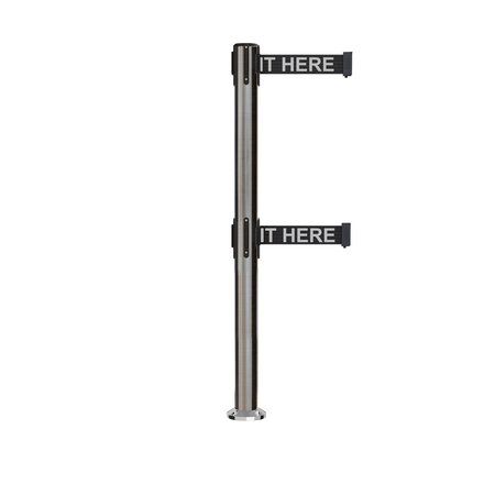 MONTOUR LINE Stanchion Dual Belt Barrier Fixed Base Sat.Steel Post 7.5ftWait..Belt MX630DF-SS-PLEAWBW-75